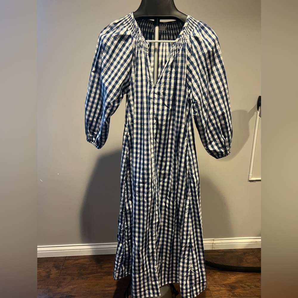 Navy Blue Gingham Dress